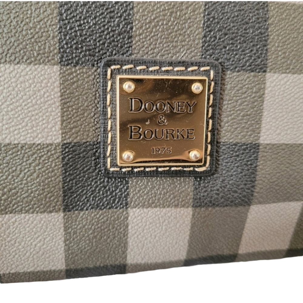 Dooney & Bourke Tucker Buffalo Plaid Darcy Satchel Black Charcoal Gray Tote - Picture 5 of 13